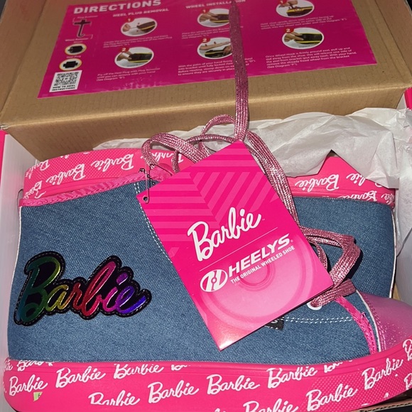 Barbie Heelys Size 7 Girls Pink and Denim Sneakers - Picture 7 of 7